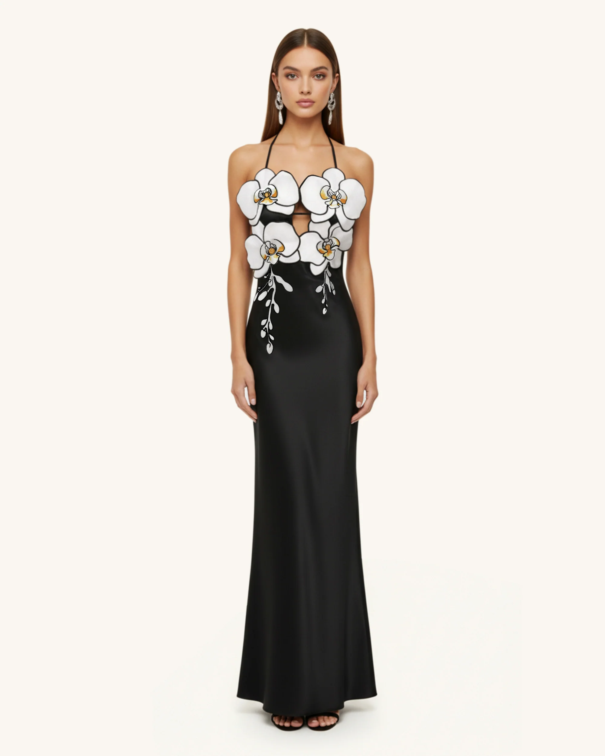 Orchid Embroidered Dress ?C Black/White