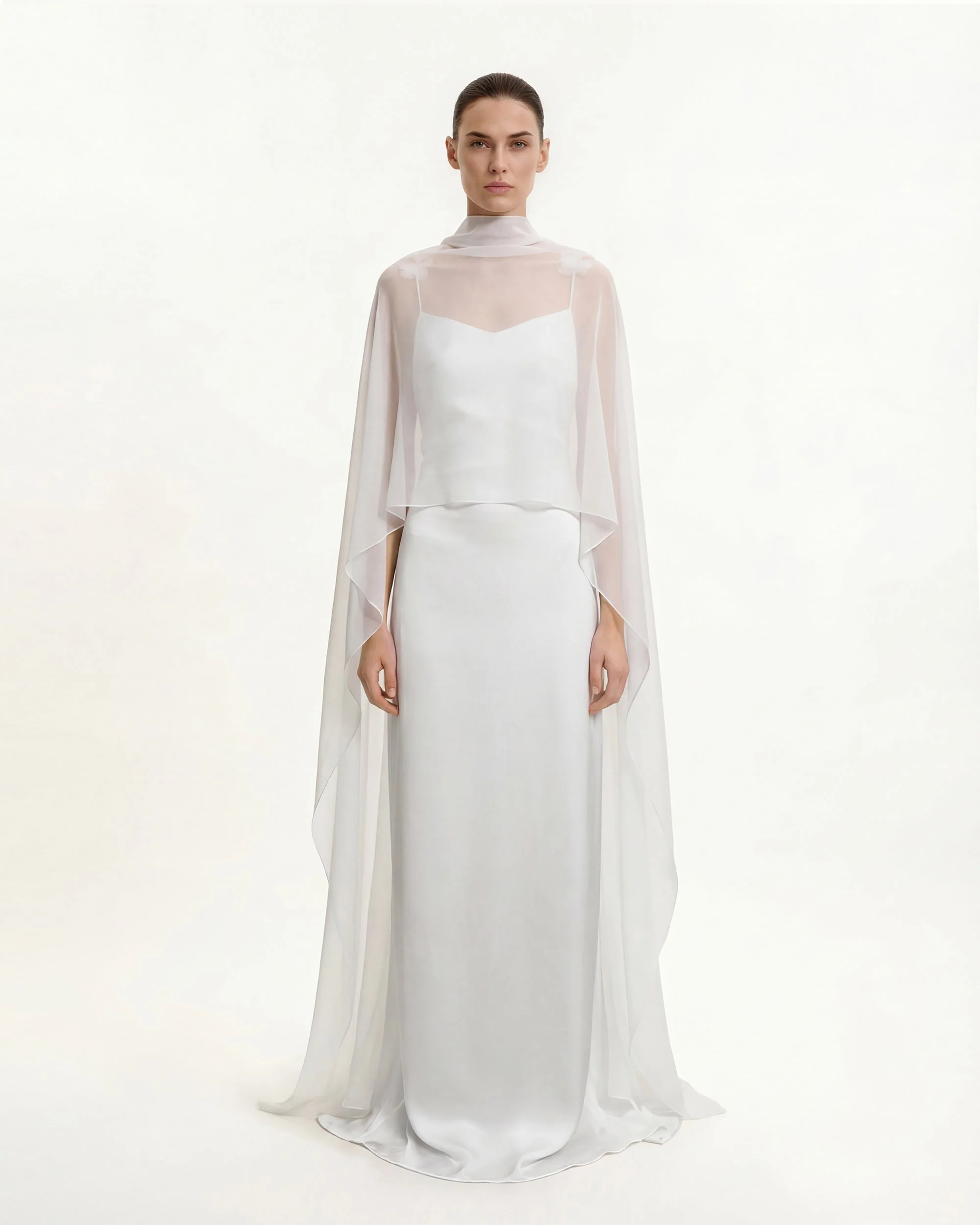 Tulle Cape Shawl - White
