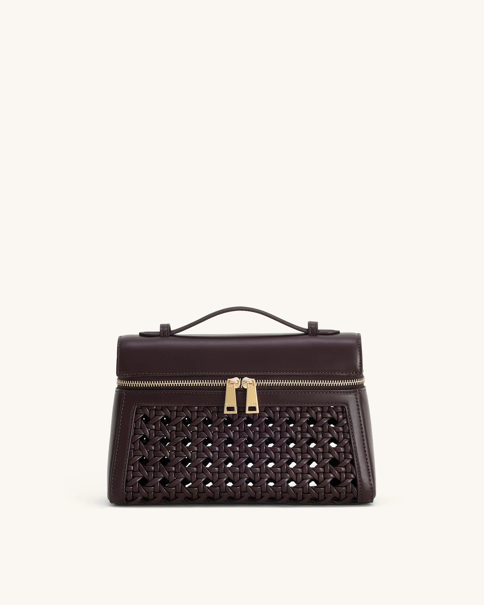 Thea Large Woven Top Handle Bag - Dark Red