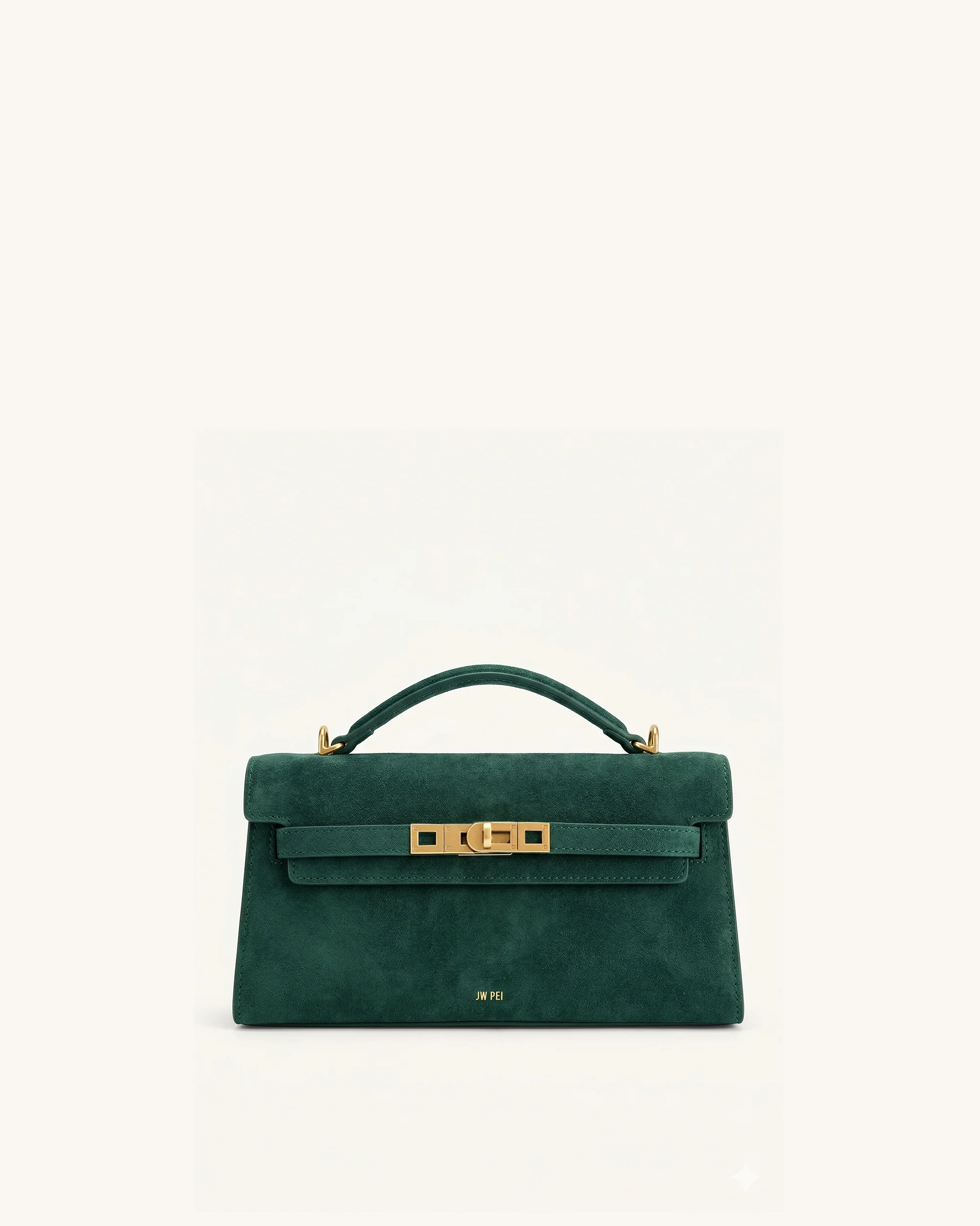 Noor Faux Suede Top Handle Bag - Forest Green
