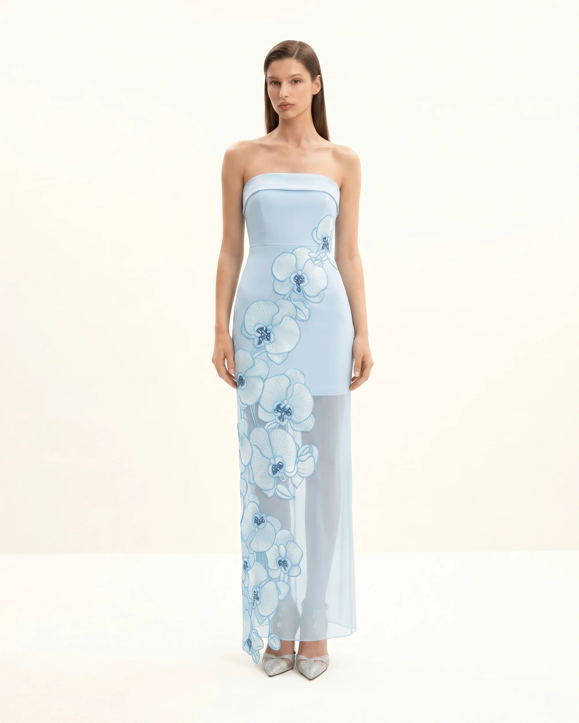 Orchid Embroidered Dress - Light Blue