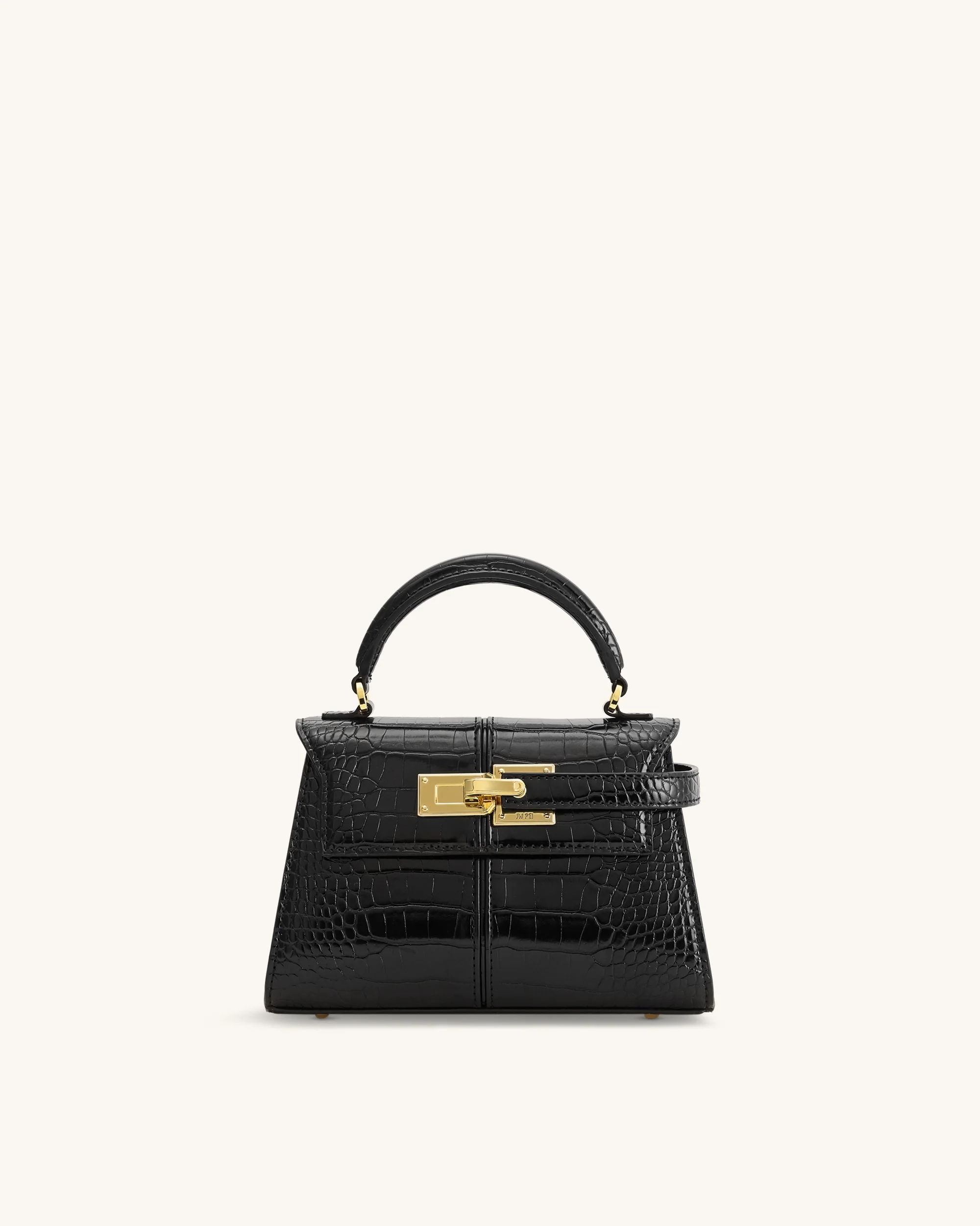 Elise Top Handle Bag - Black Croc