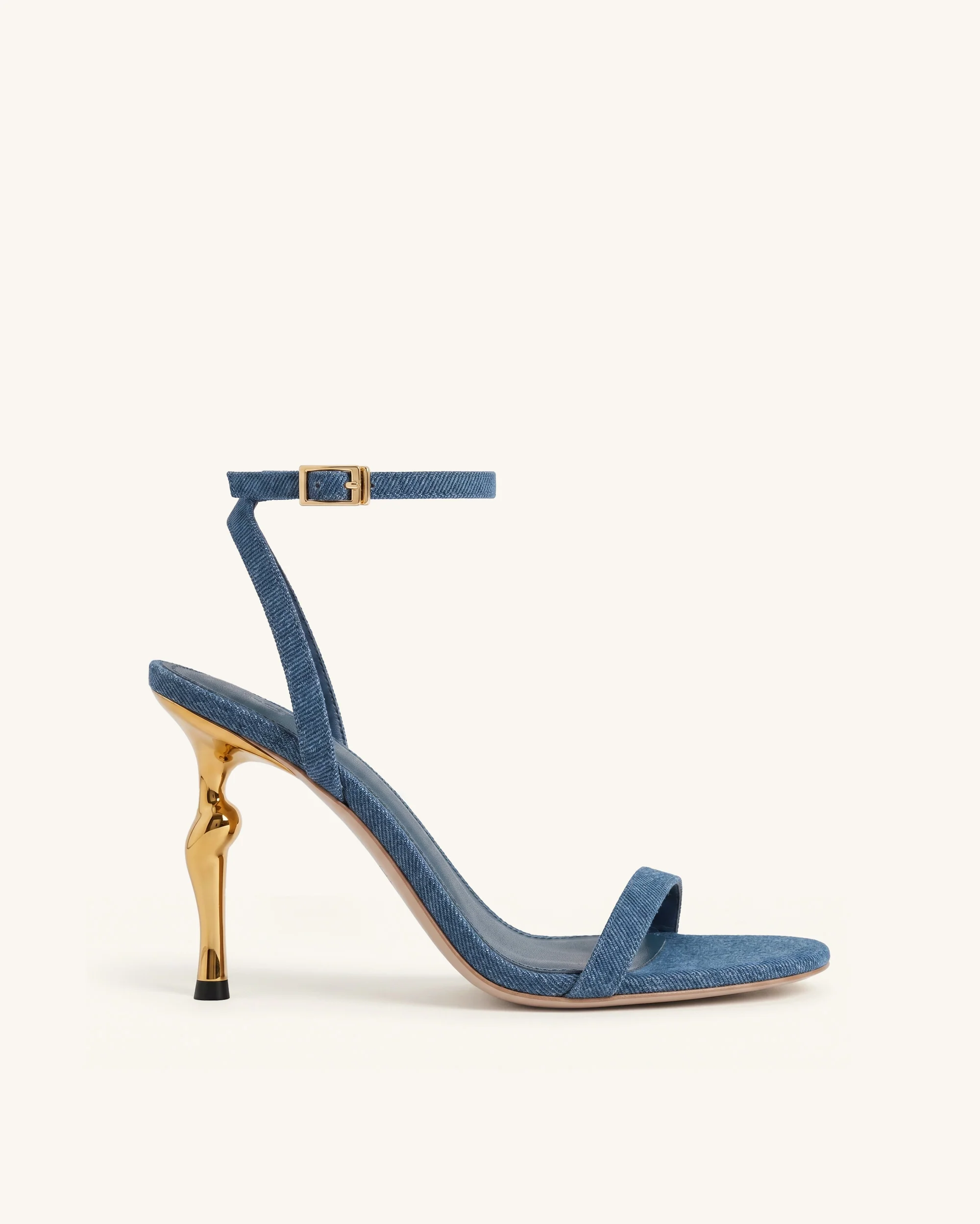 Alivia Gold Metal Heel Sandals - Denim Blue