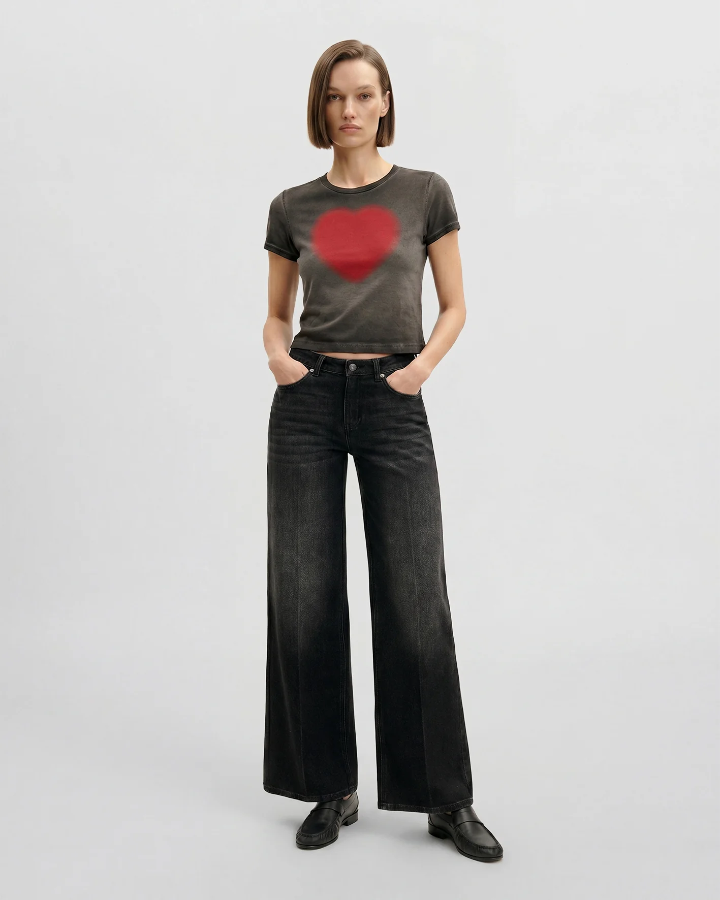 The Shrunken Faded Love T-shirt - Washed Black