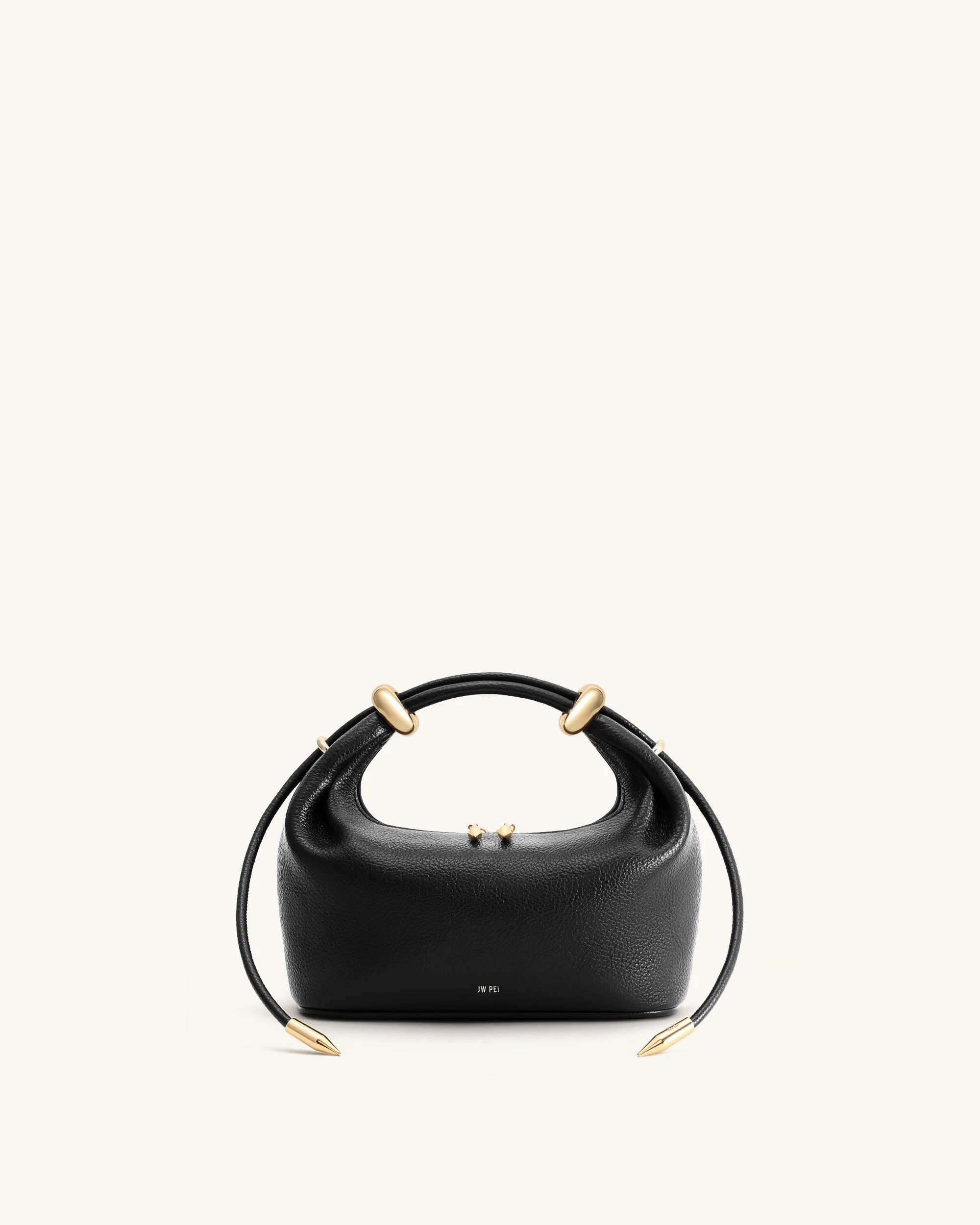 Ellie Metal Ring Embellished Top Handle Bag - Black