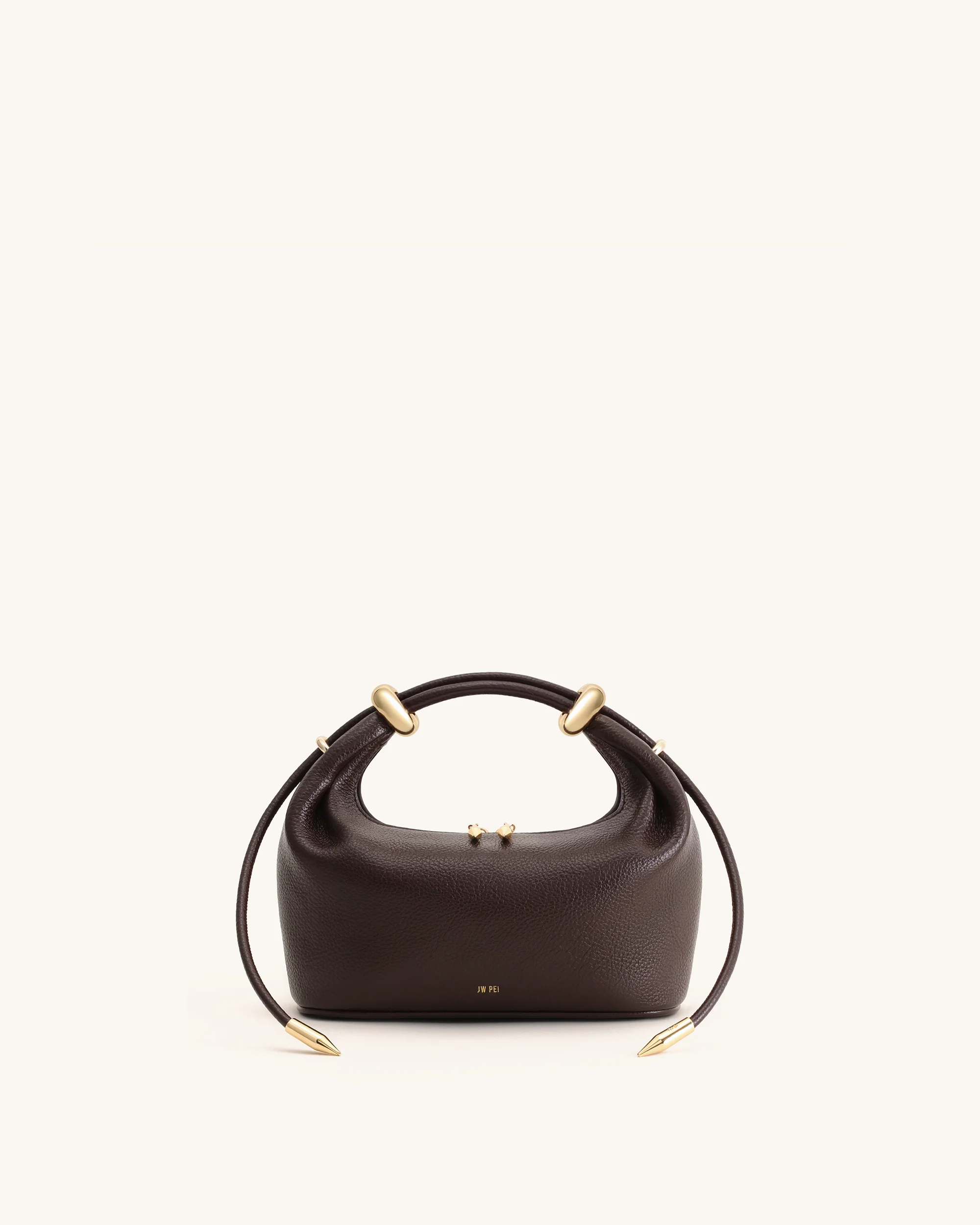 Ellie Metal Ring Embellished Top Handle Bag - Dark Brown