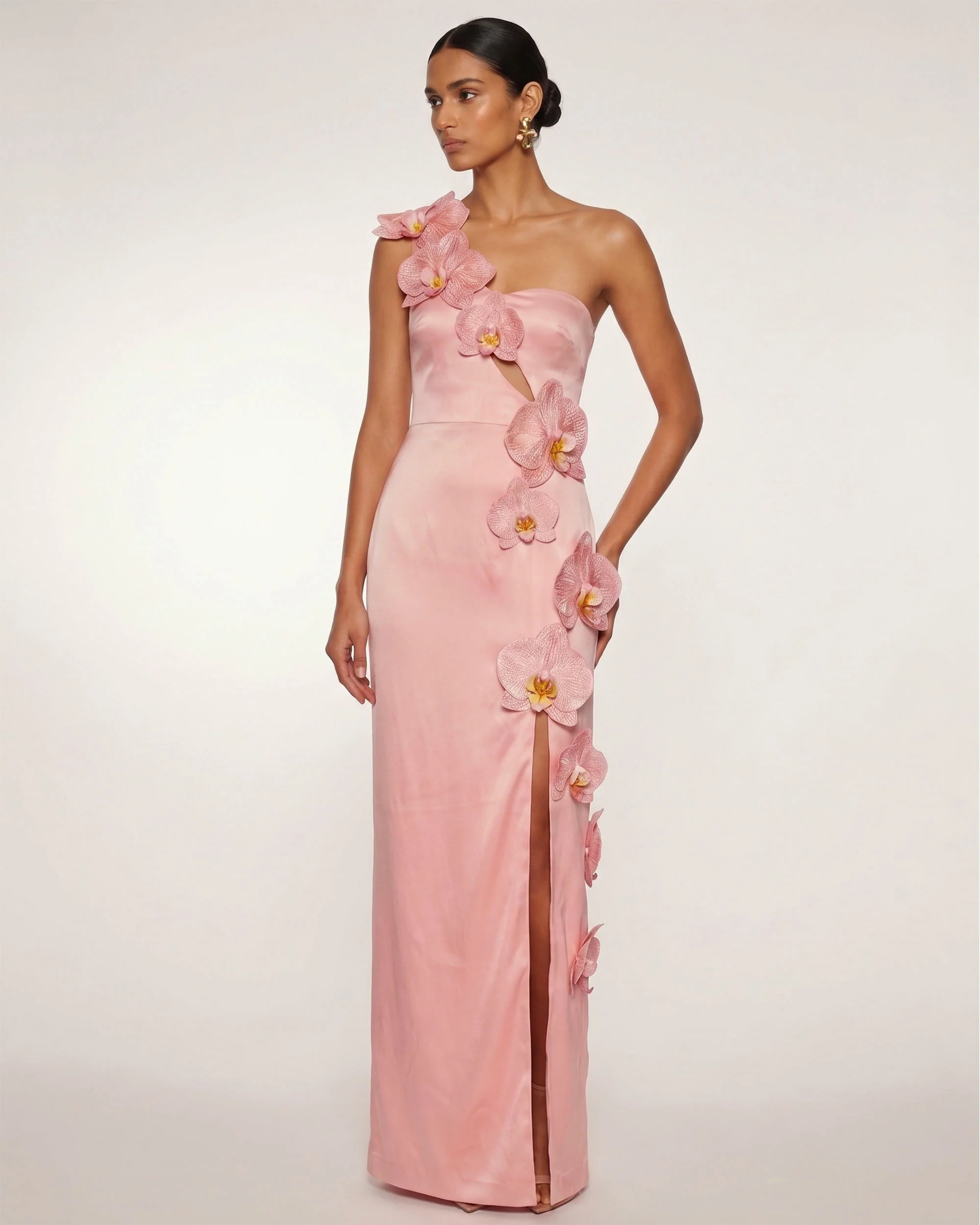 Orchid Embellished Cutout Slit Maxi Dress - Blush Pink