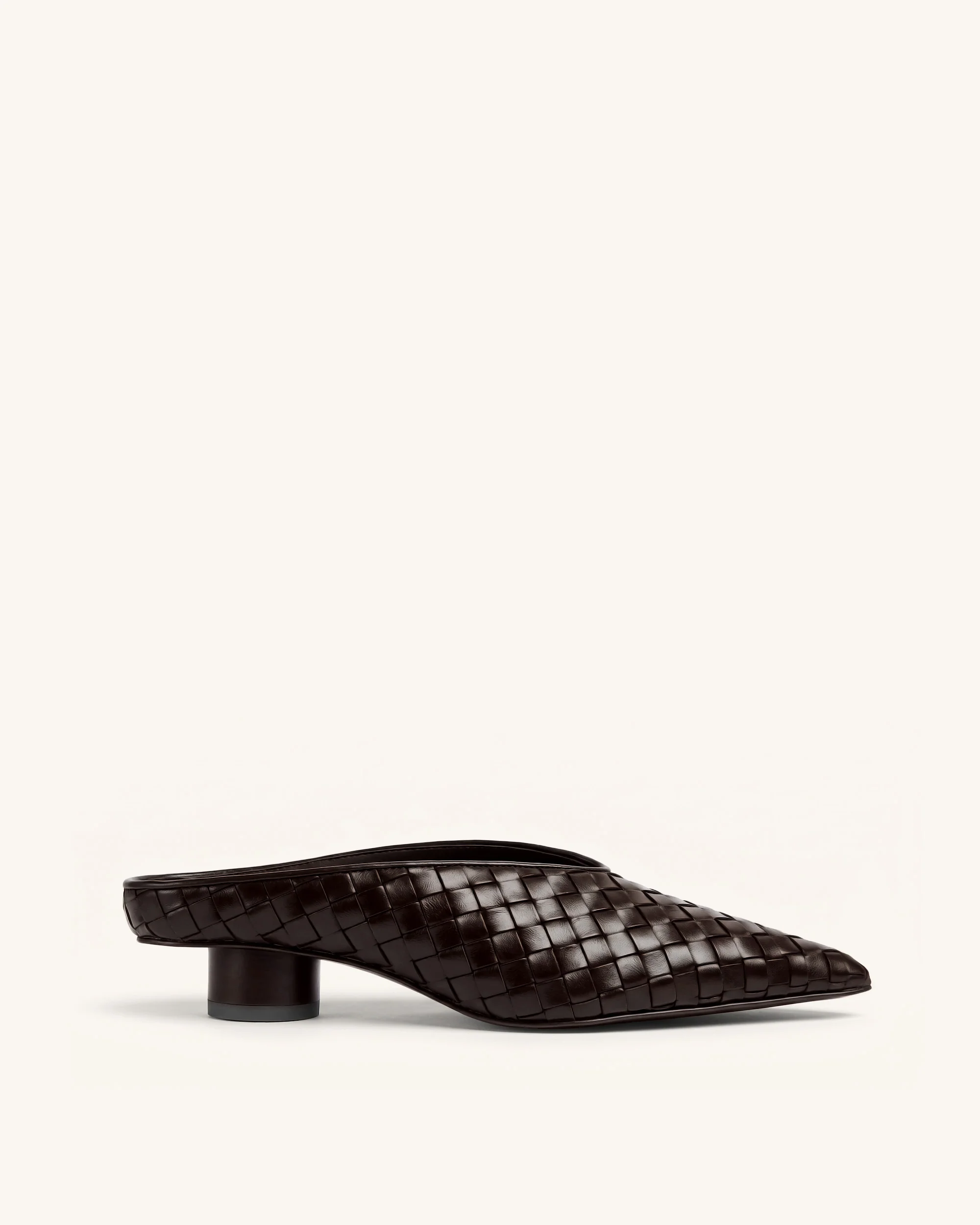 Helena Woven Textured Pointed Toe Mules - Burgundy