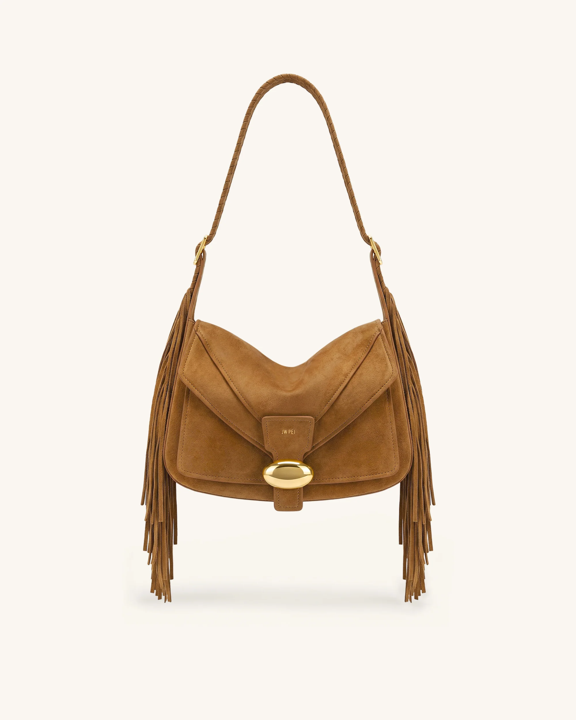 Avery Fringe Faux Suede Shoulder Bag - Brown
