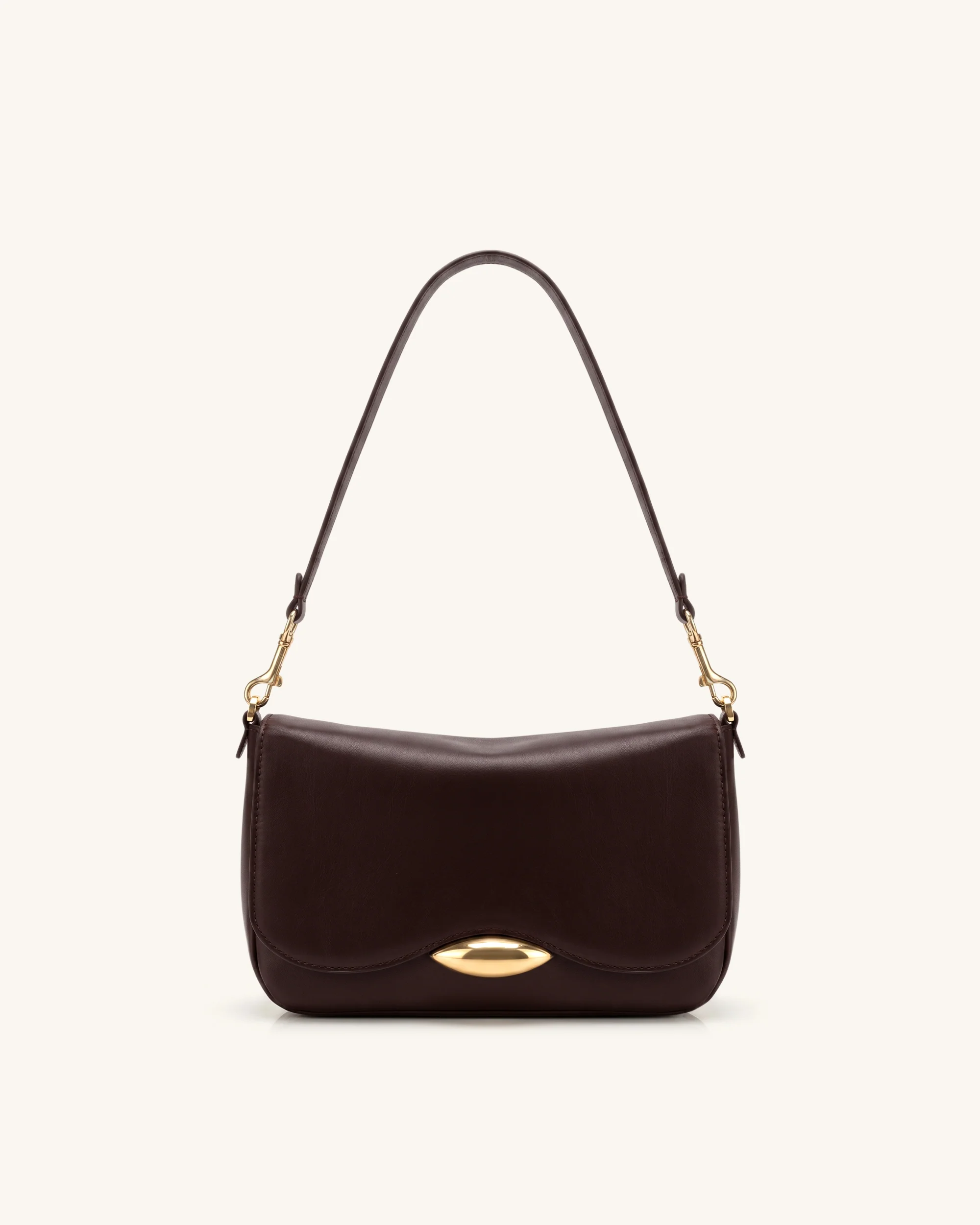 Sofia Classic Flap Shoulder Bag - Dark Brown