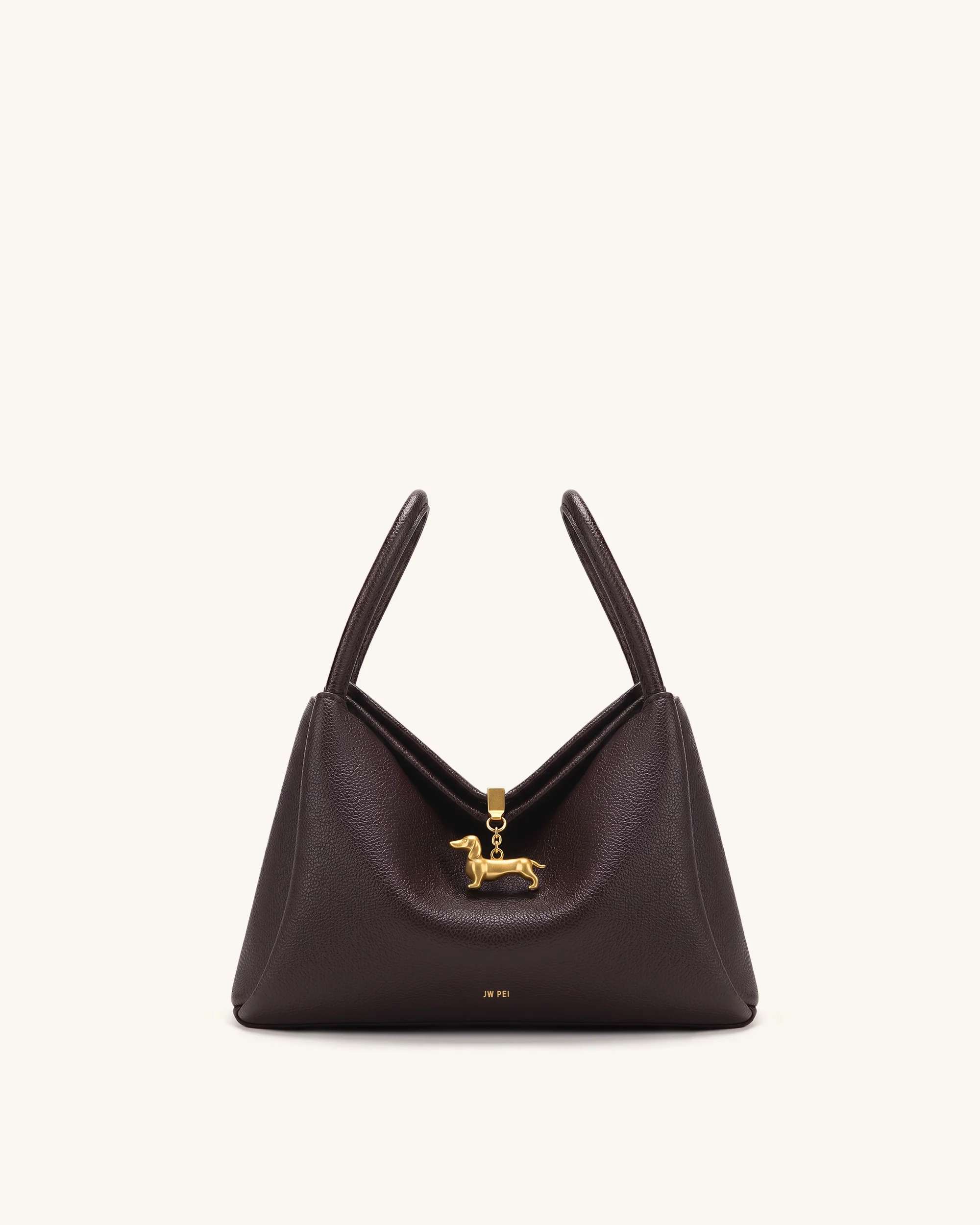 Maelle Dachshund Charm Double Handle Bag - Dark Brown