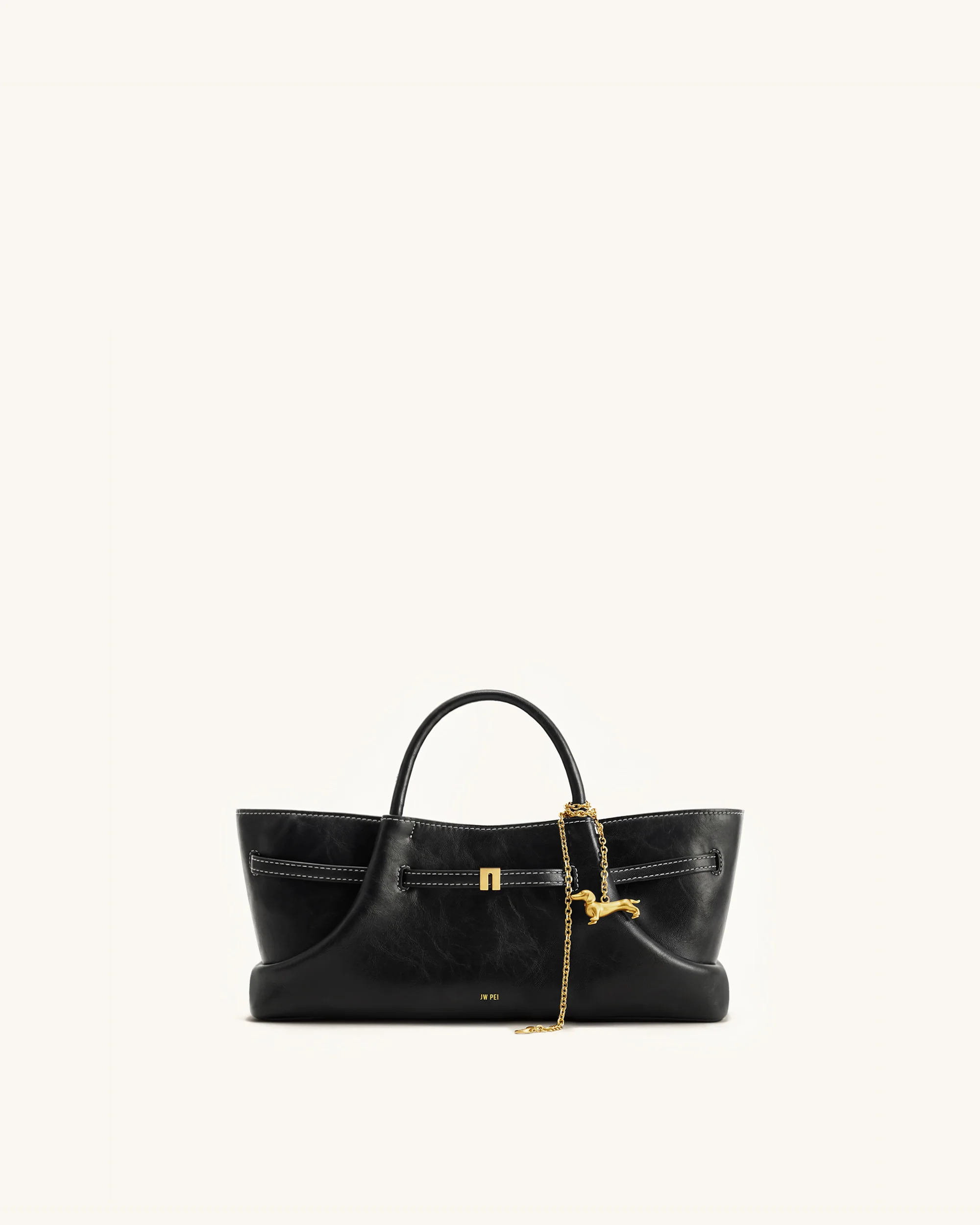 Maeve Dachshund Metal Charm Tote Bag - Black