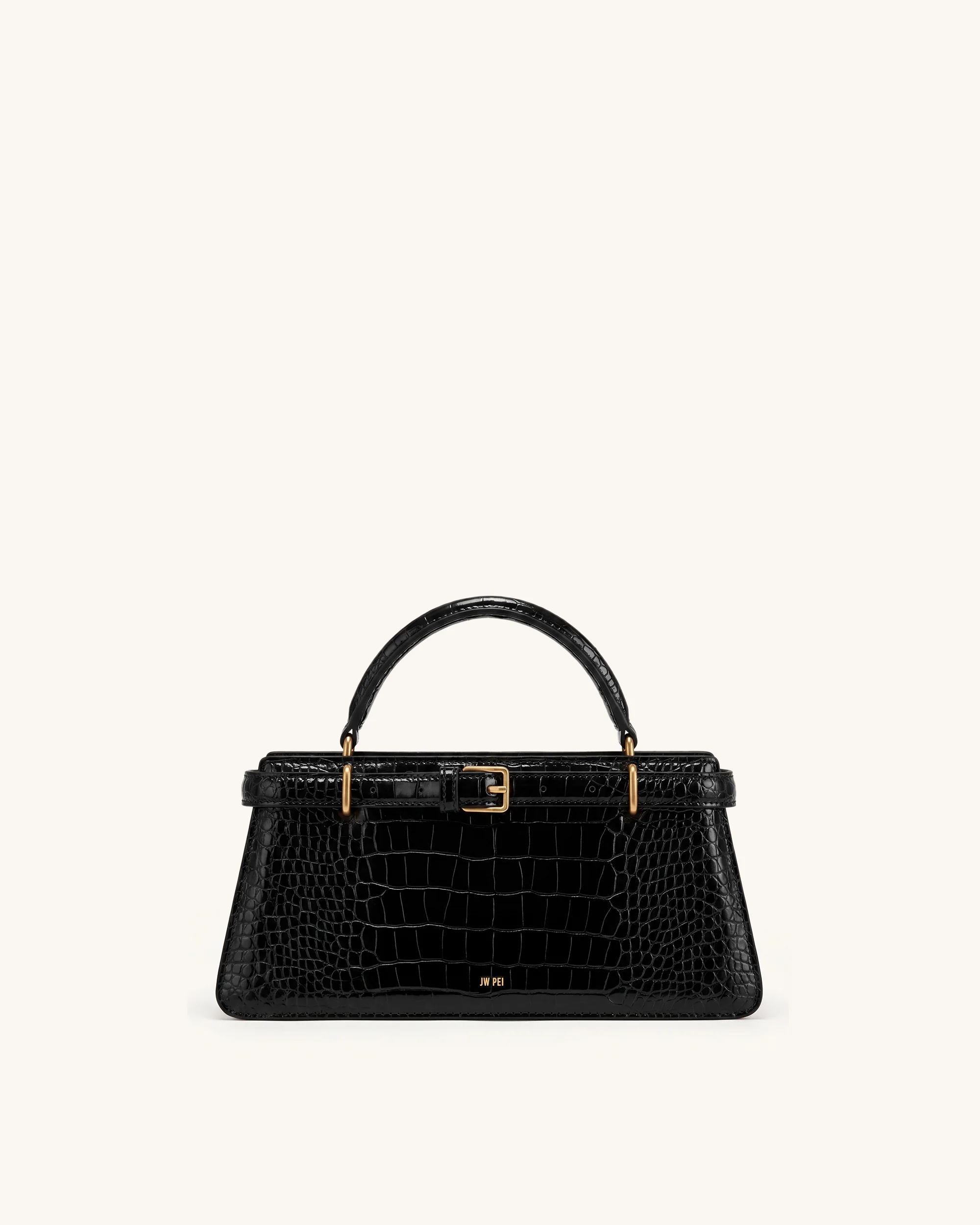 Elena Classic Top Handle Bag - Black Croc