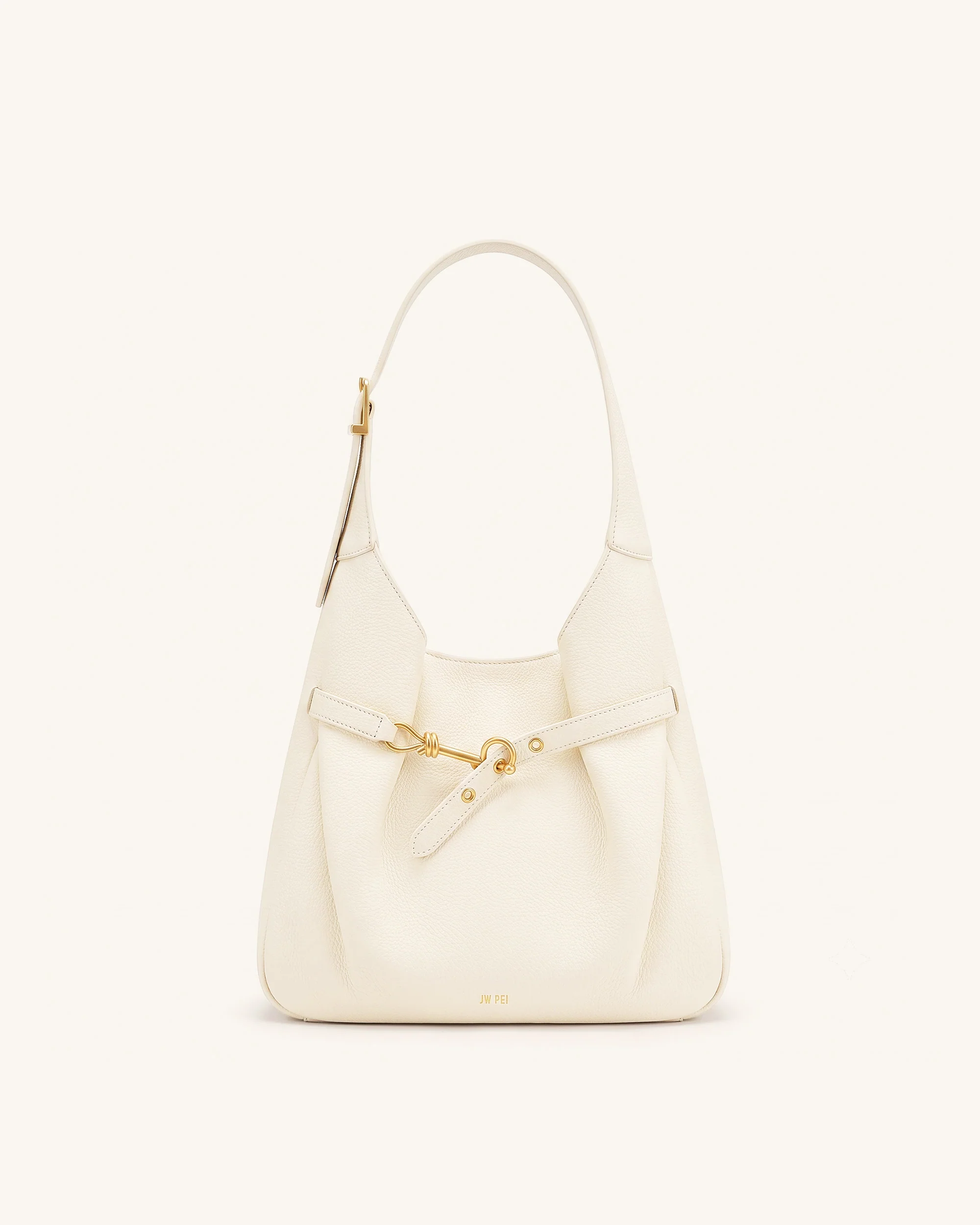 Alina Pebbled Hobo Bag - White