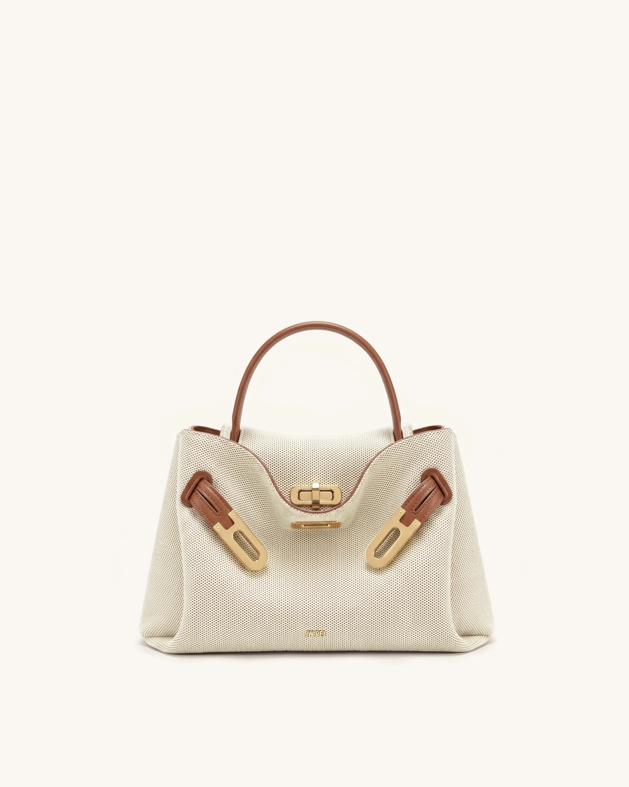 Rhea Small Double Buckle Shoulder Bag - Brown Canvas