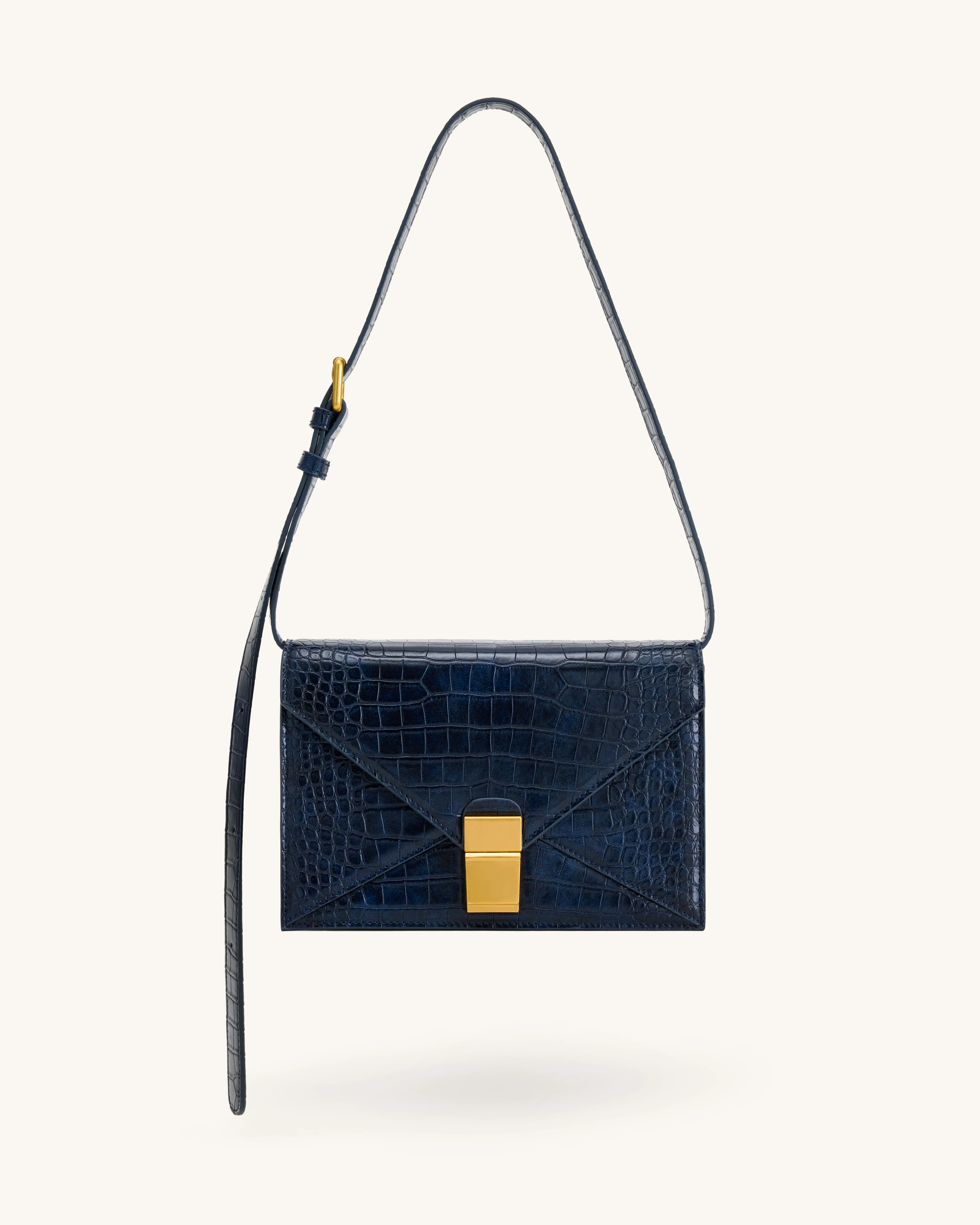 Clio Envelope Crossbody Bag - Navy Croc