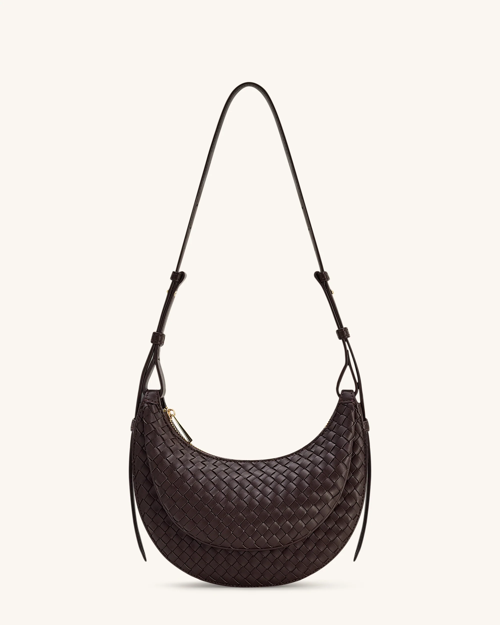Sharon Woven Crossbody Bag - Coffee Brown