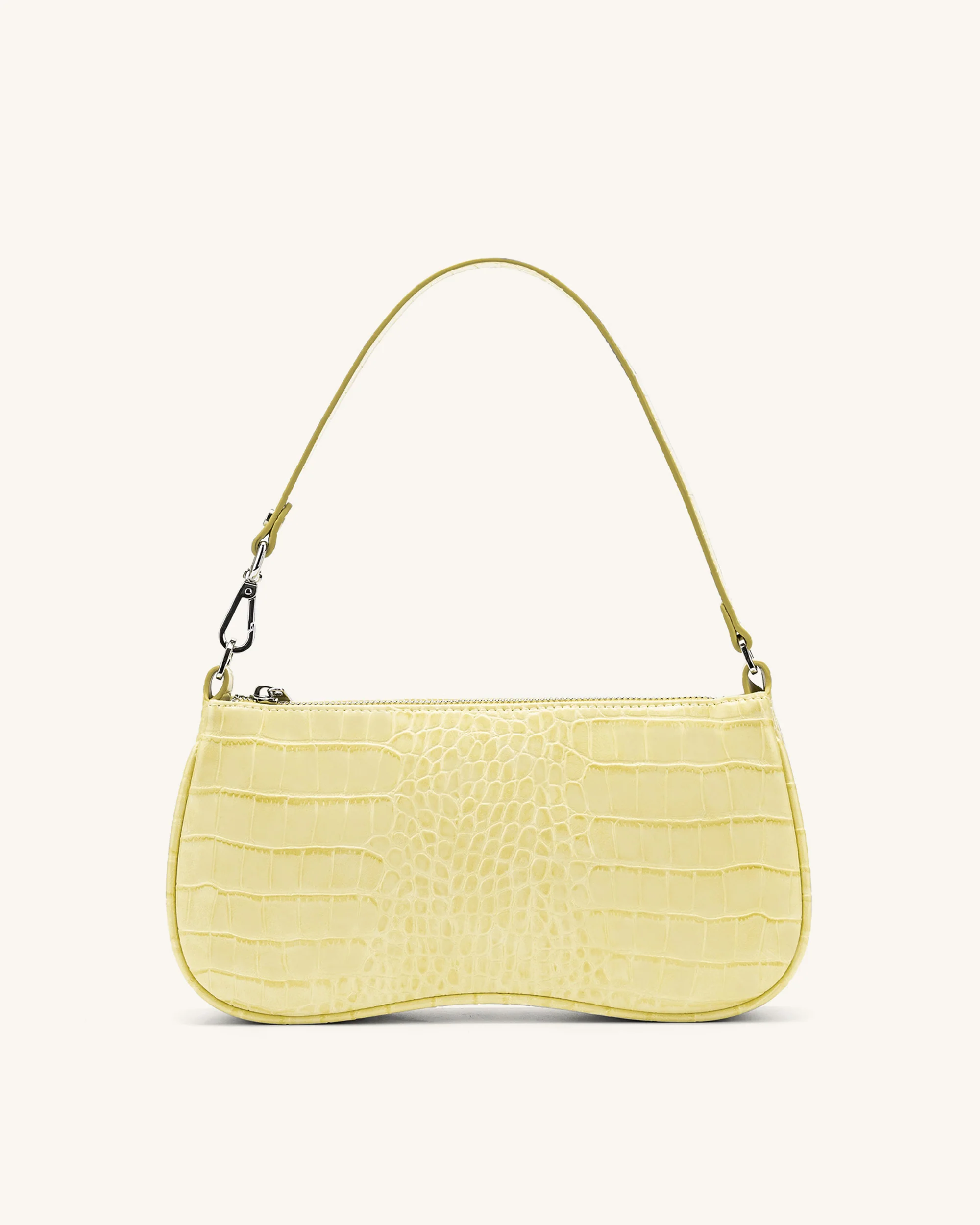 Eva Shoulder Handbag - Light Yellow Croc