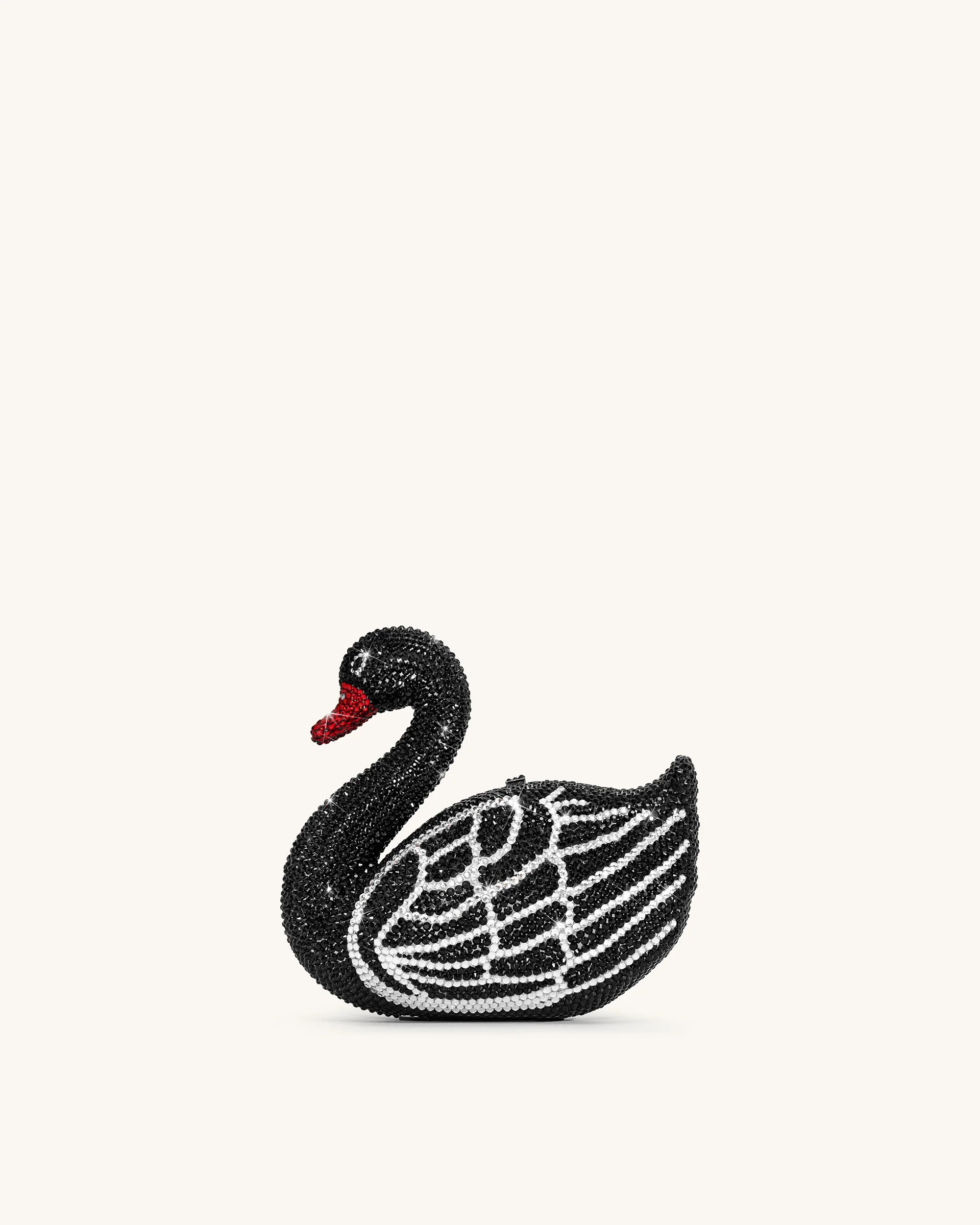 Kinsley Crystal Swan Clutch - Black