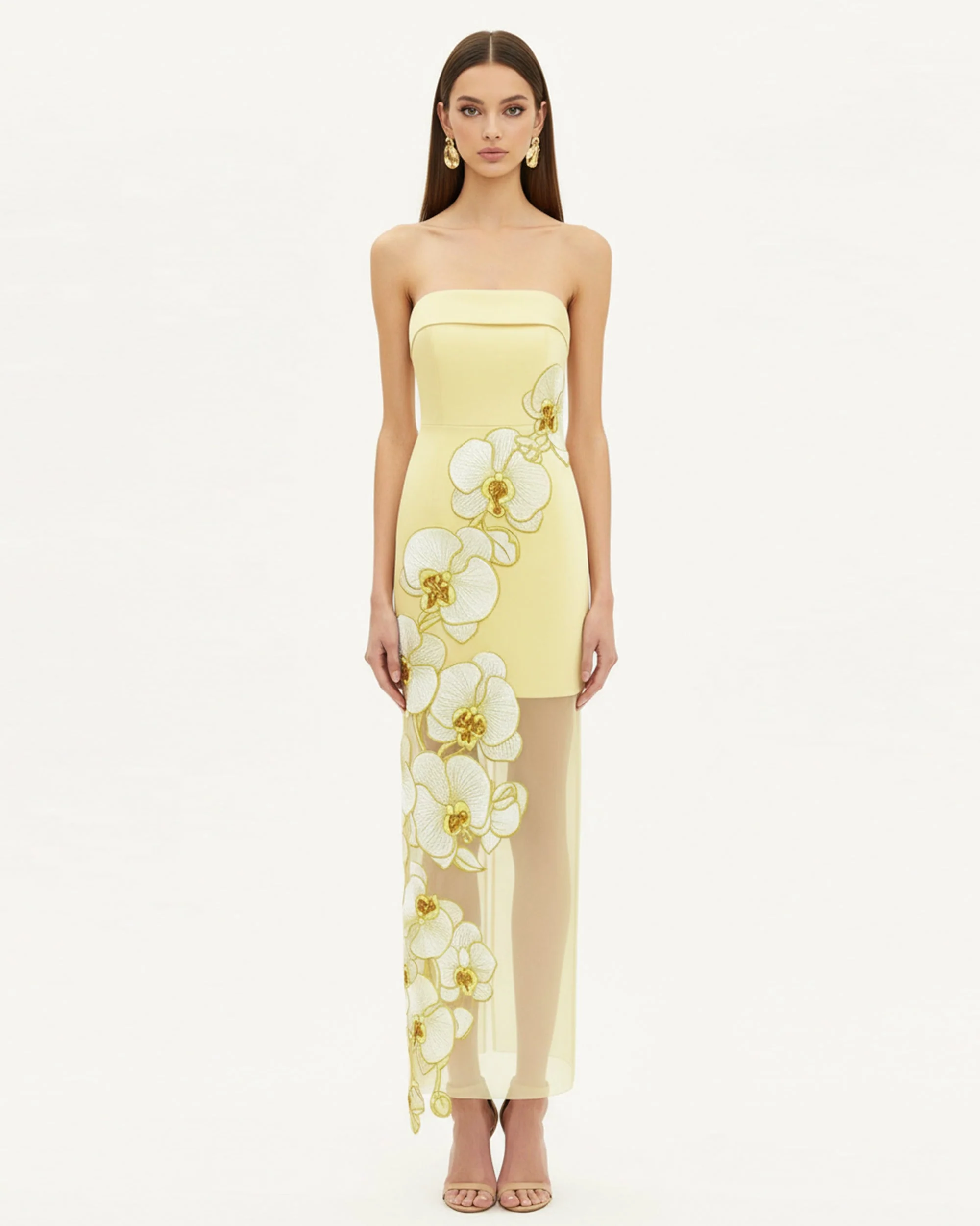 Orchid Embroidered Dress - Yellow
