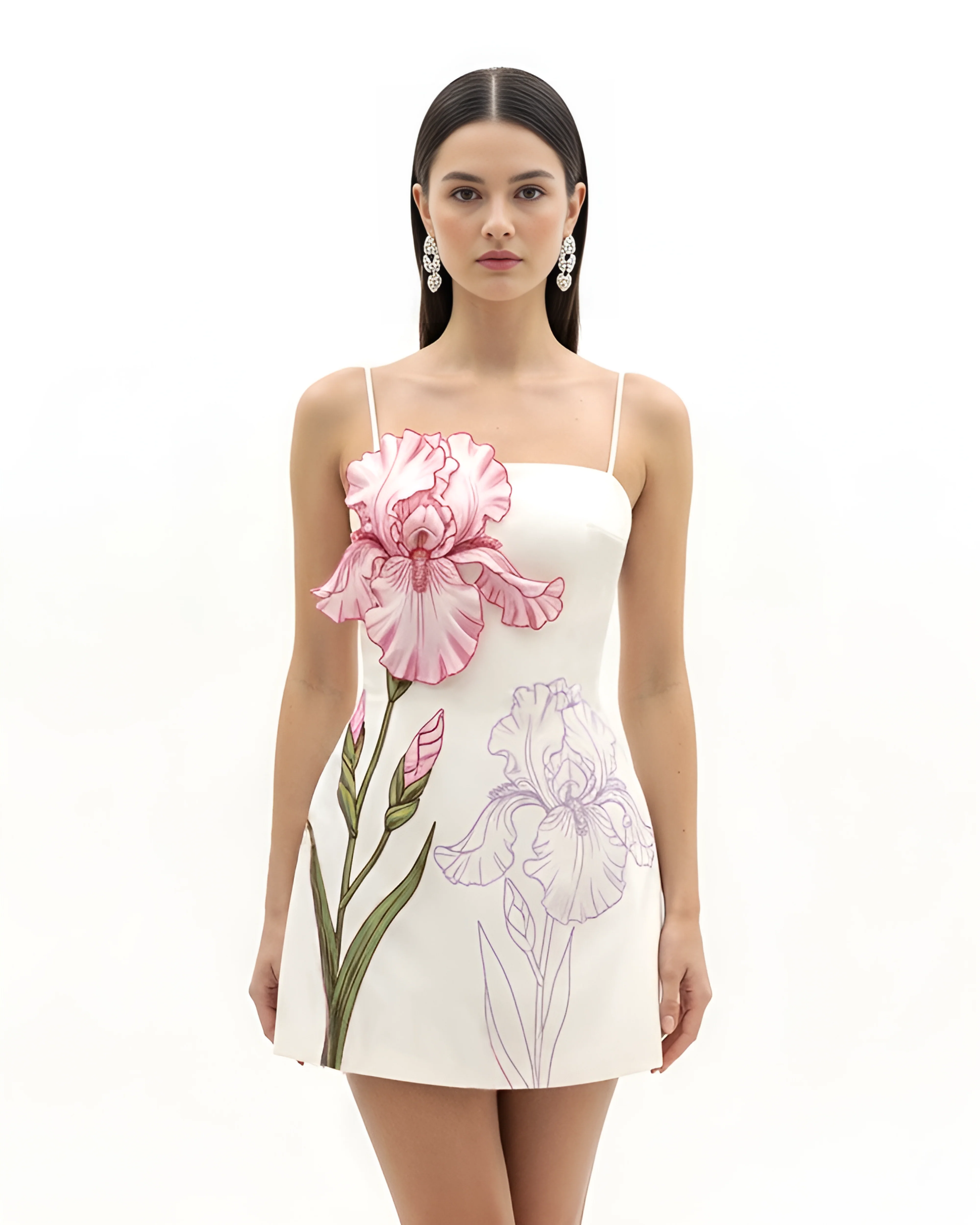 Iris Appliqu?? Mini Dress - White