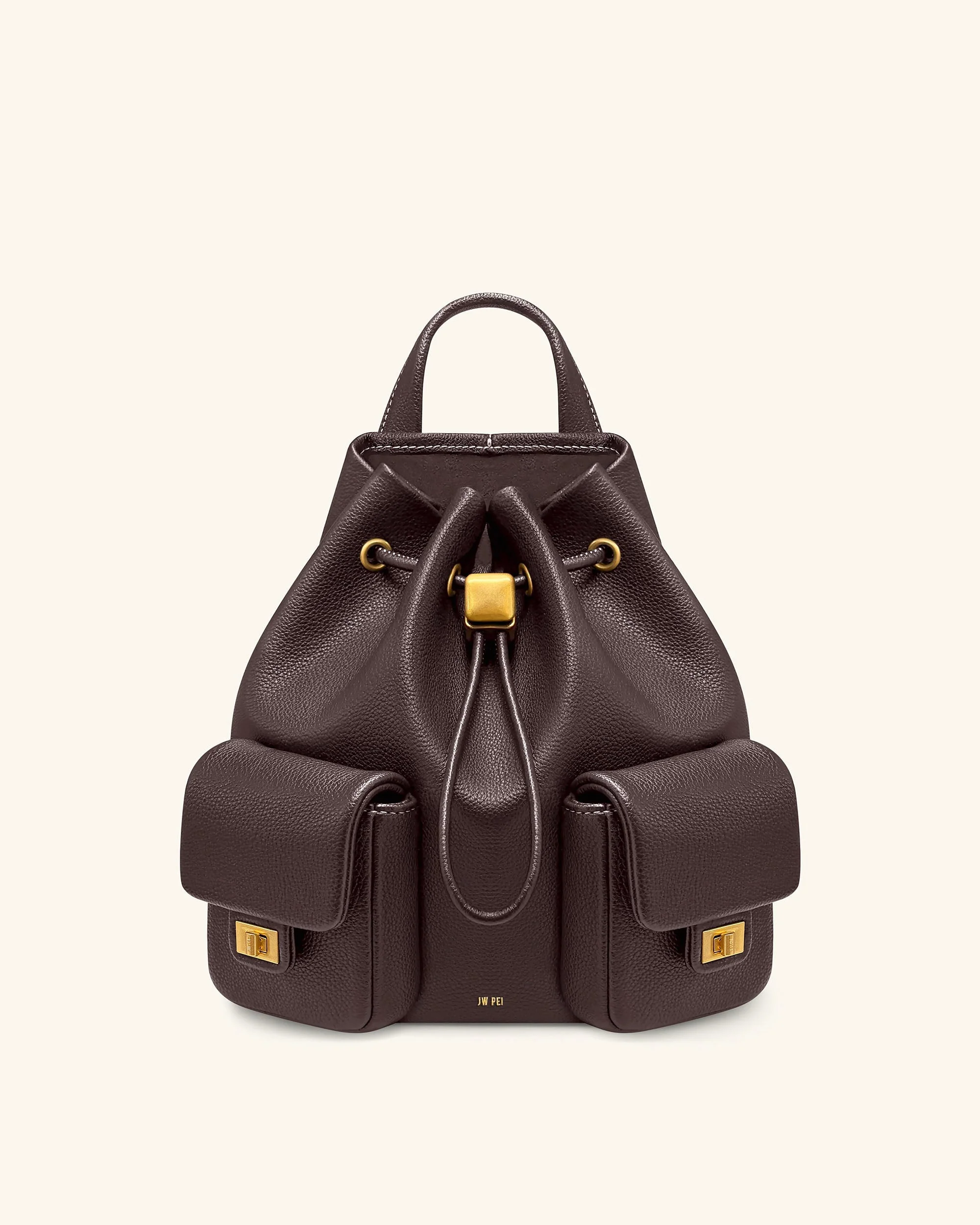 Avery Pebbled Drawstring Utility Backpack ?C Dark Brown